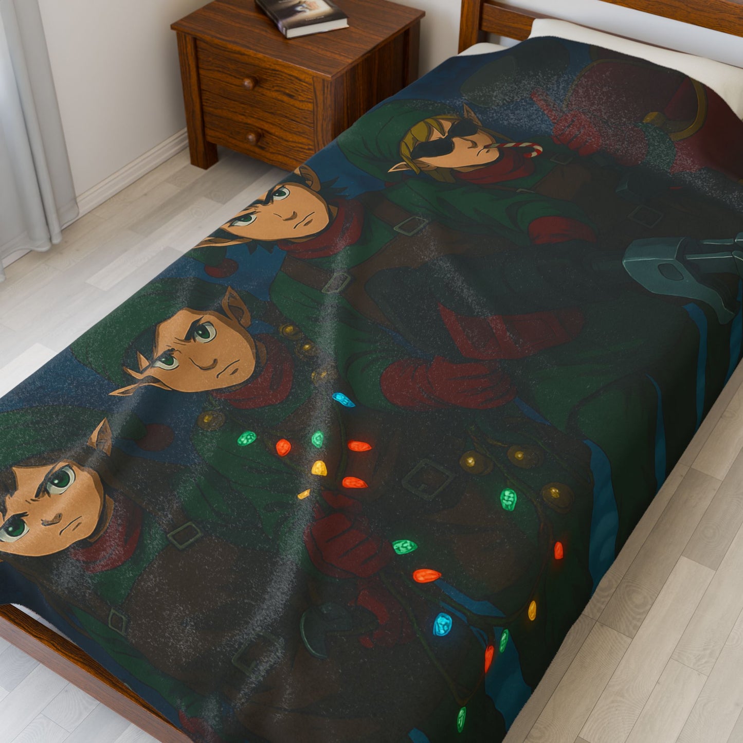 Elves Sleigh Team Plush Blanket
