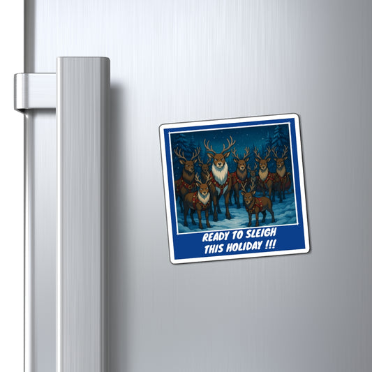 Reindeer Sleigh Team Vinyl Magnet