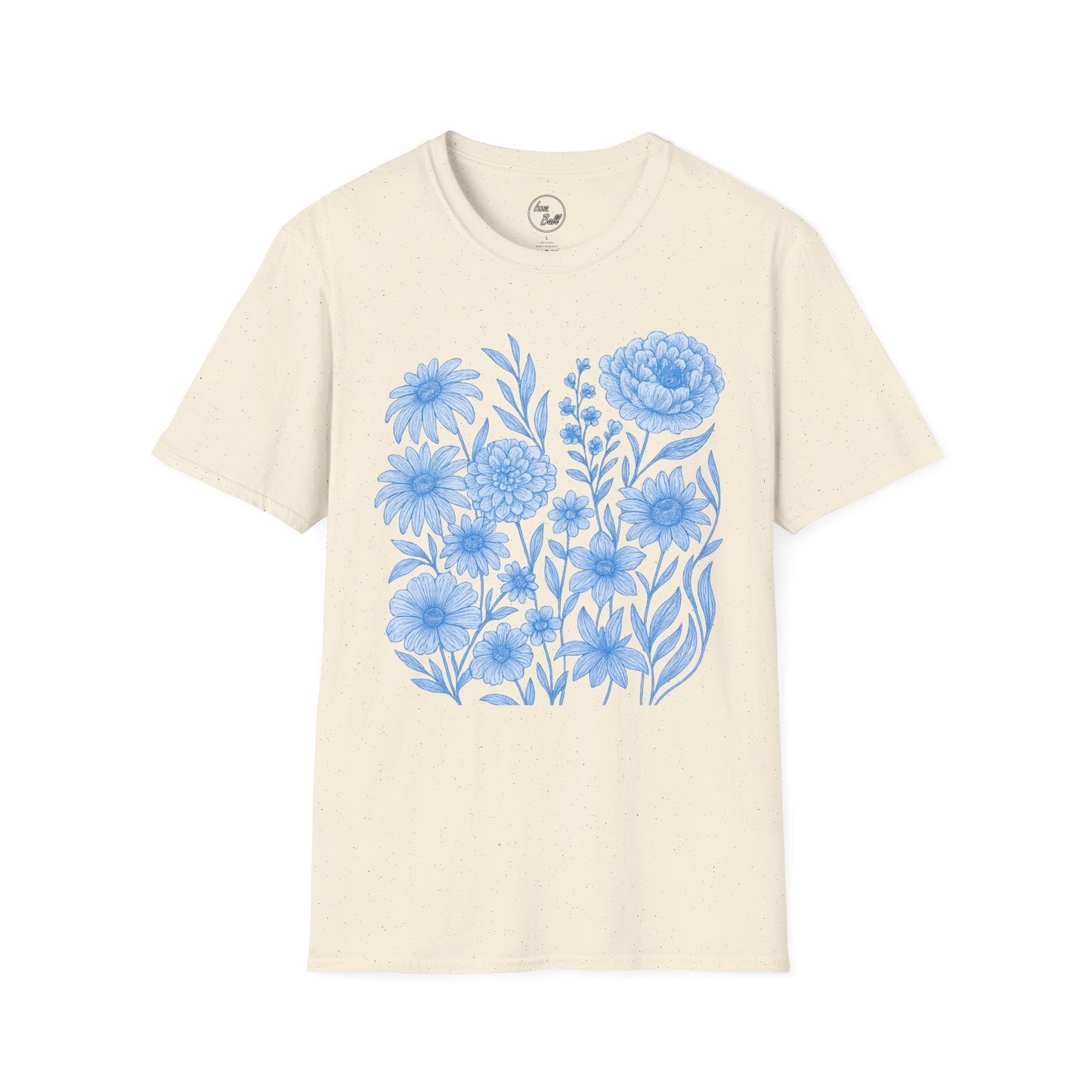 Blue Floral Line Art T-Shirt