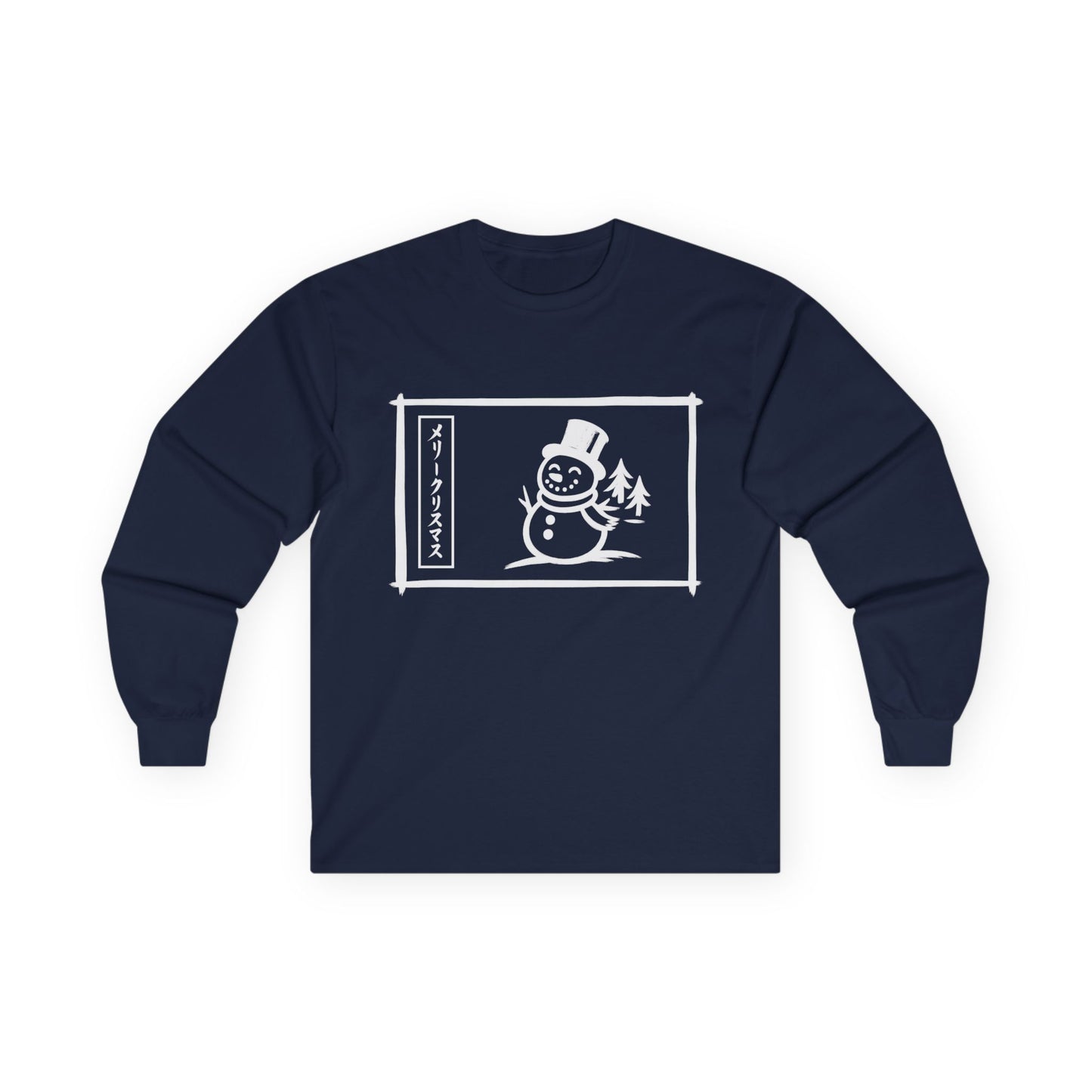 Katakana Christmas Snowman Long Sleeve Tee
