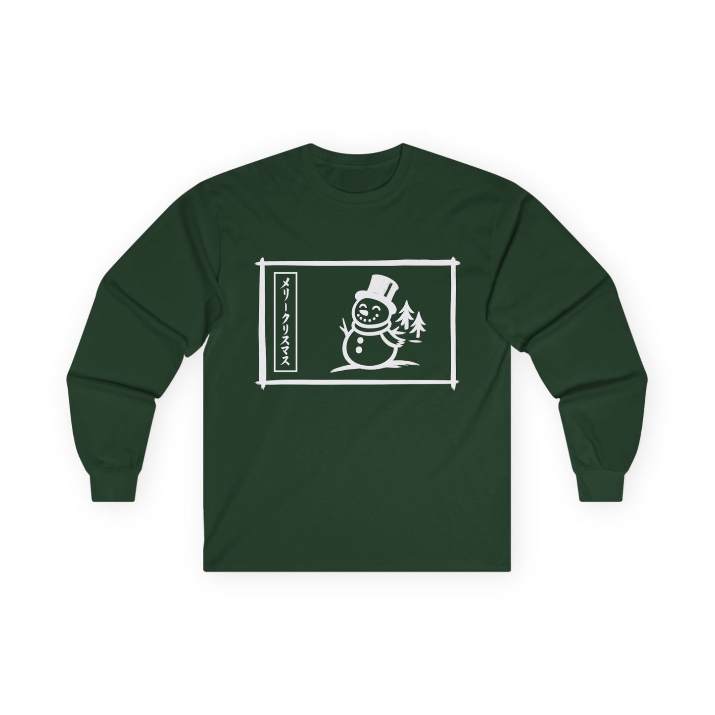 Katakana Christmas Snowman Long Sleeve Tee