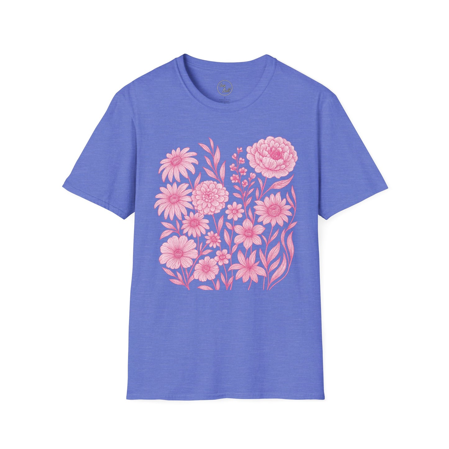 Pink Floral Line Art T-Shirt