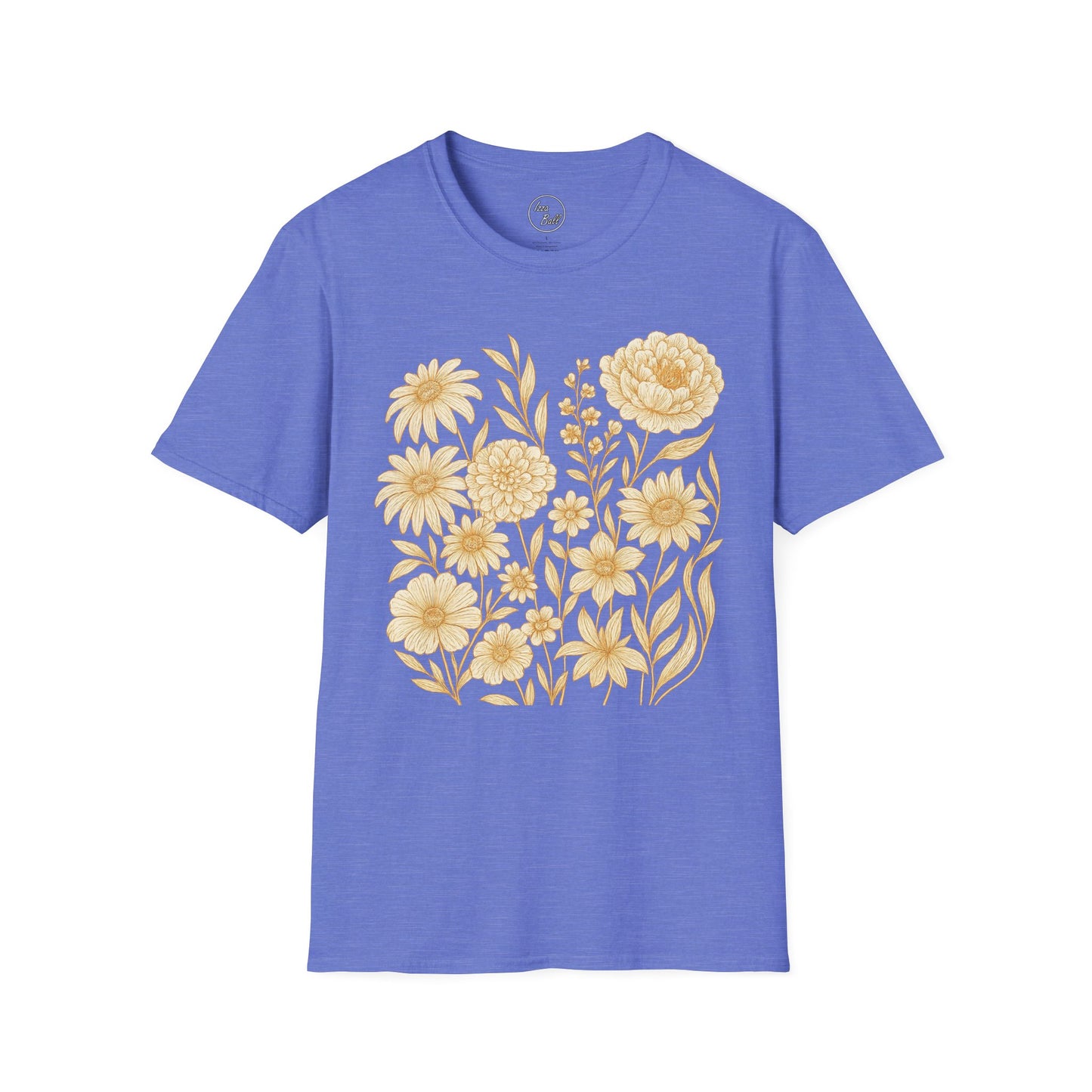 Golden Floral Line Art T-Shirt