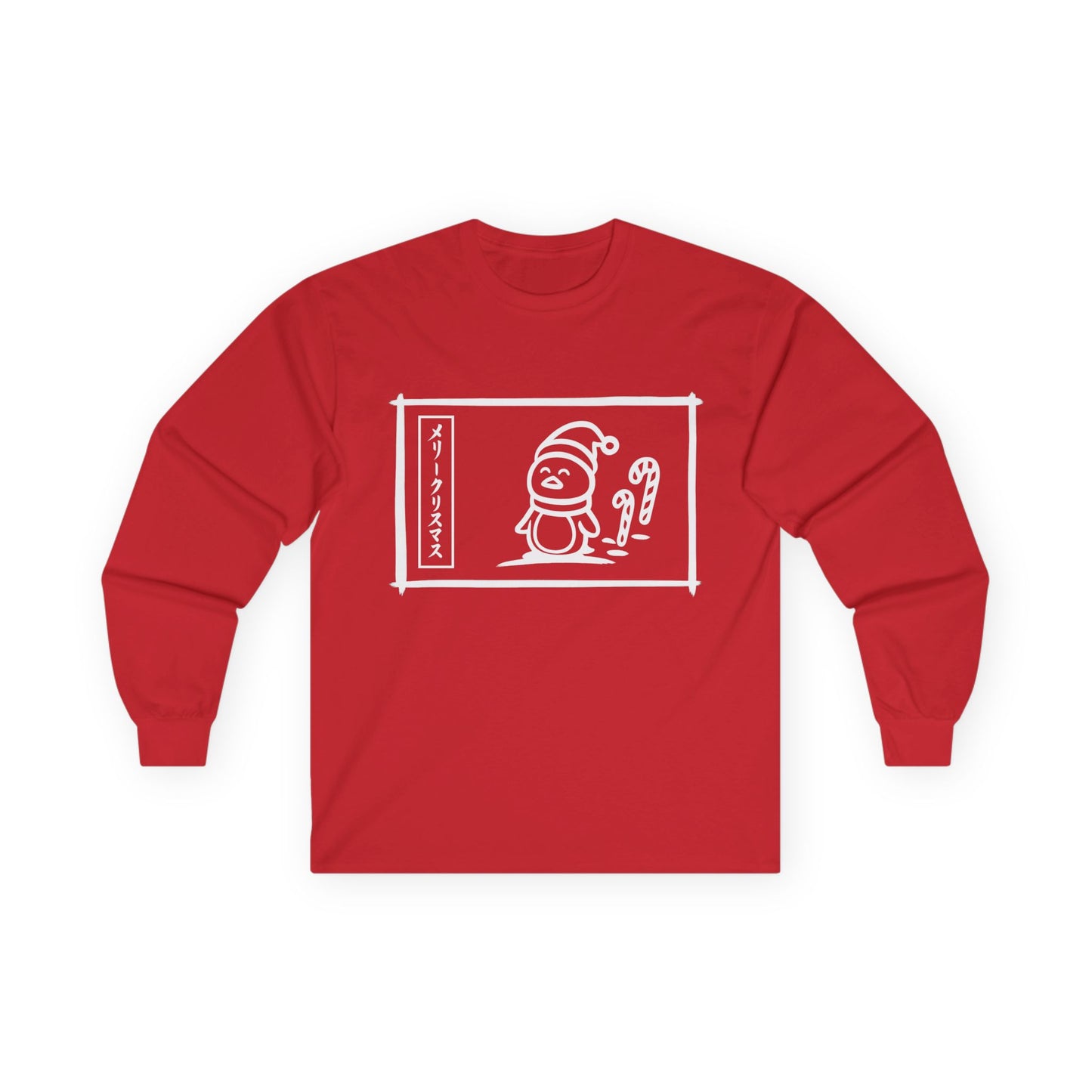 Katakana Christmas Penguin Long Sleeve Tee