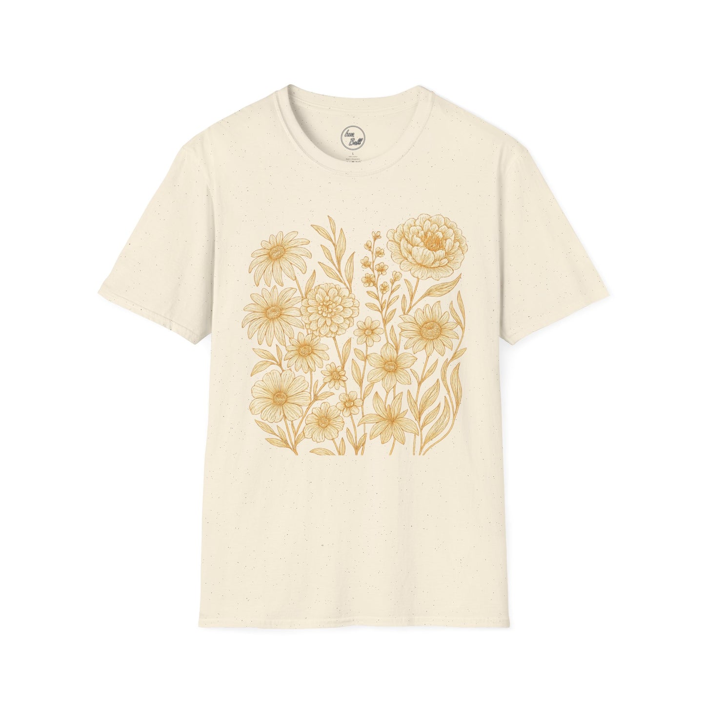 Golden Floral Line Art T-Shirt