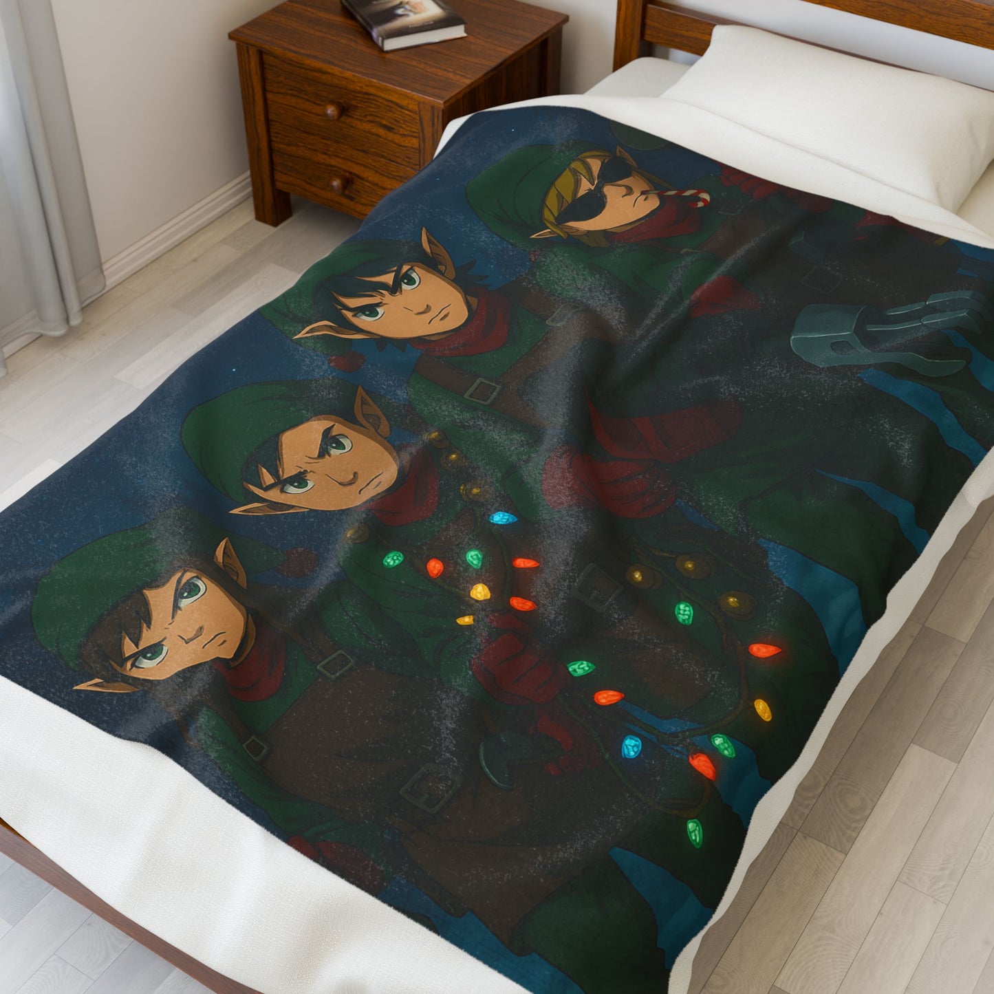 Elves Sleigh Team Plush Blanket