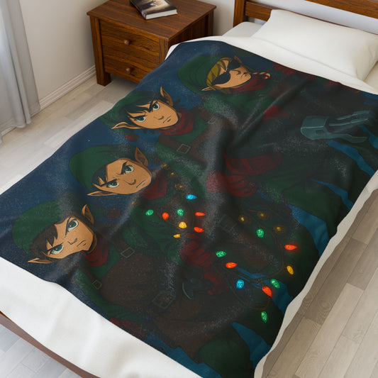 Elves Sleigh Team Plush Blanket