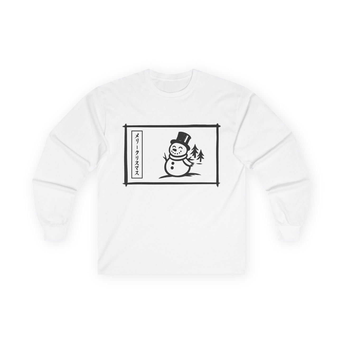 Katakana Christmas Snowman Long Sleeve Tee