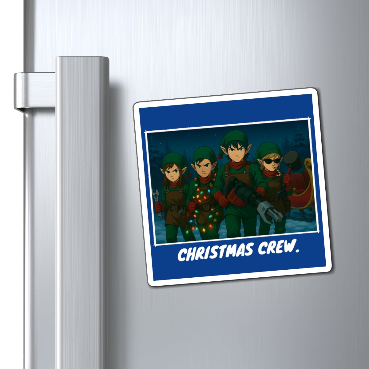 Elves Sleigh Team Vinyl Magnet