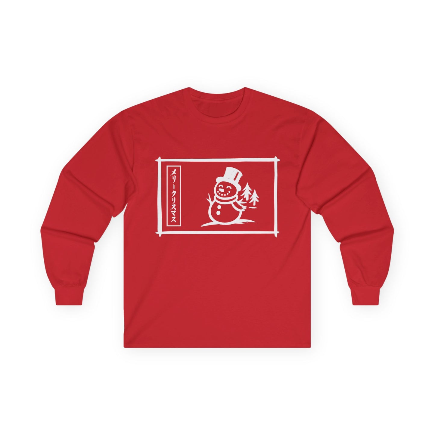 Katakana Christmas Snowman Long Sleeve Tee