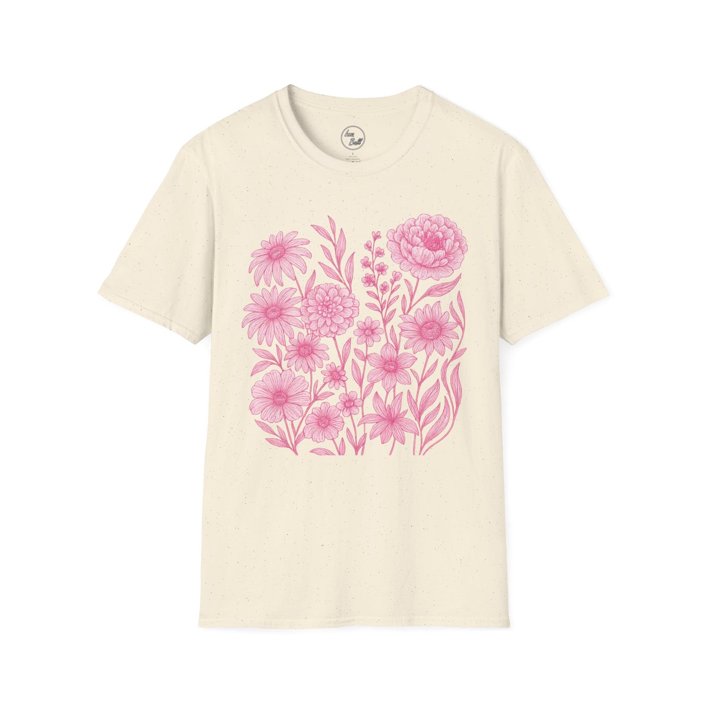 Pink Floral Line Art T-Shirt