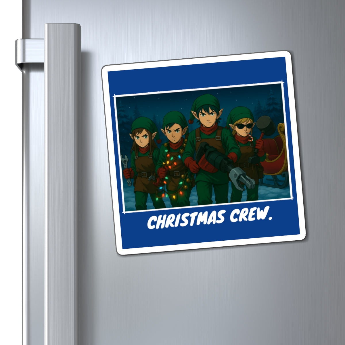 Elves Sleigh Team Vinyl Magnet