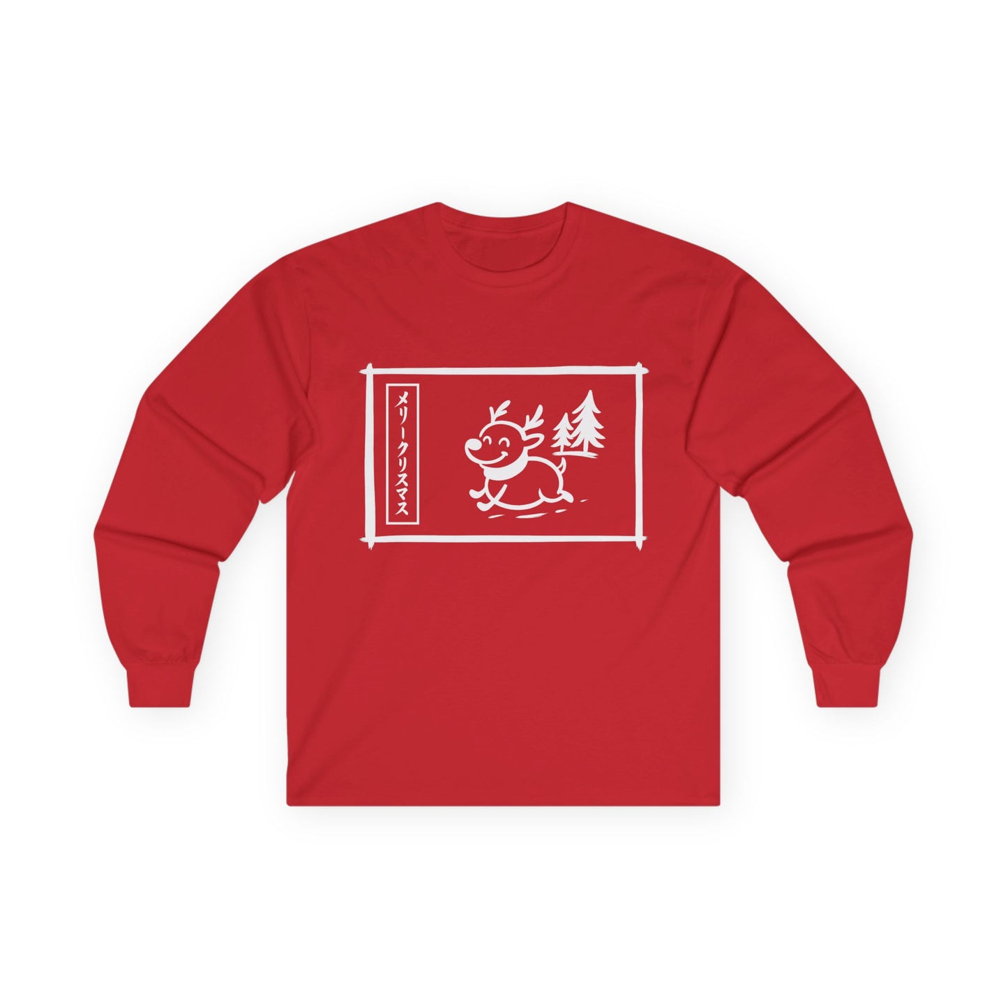 Katakana Christmas Reindeer Long Sleeve Tee